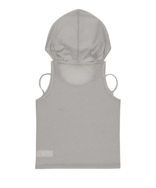 OJOS(オホス)の「【OJOS】Rib Hood Sleeveless / 【オホス】シアーレイヤードリブフード付きタンクトップ(タンクトップ・レディース・グレー/ブラック/ホワイト/ピンク・01)」の12枚目の写真