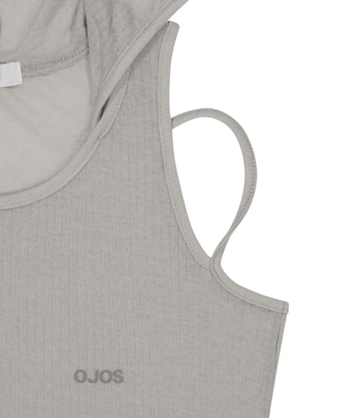 OJOS(オホス)の「【OJOS】Rib Hood Sleeveless / 【オホス】シアーレイヤードリブフード付きタンクトップ(タンクトップ・レディース・グレー/ブラック/ホワイト/ピンク・01)」の13枚目の写真