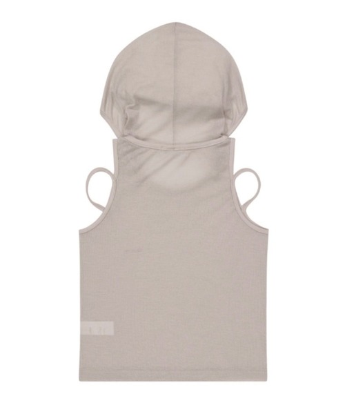 OJOS(オホス)の「【OJOS】Rib Hood Sleeveless / 【オホス】シアーレイヤードリブフード付きタンクトップ(タンクトップ・レディース・グレー/ブラック/ホワイト/ピンク・01)」の8枚目の写真
