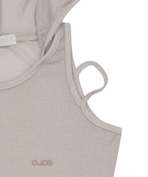 OJOS(オホス)の「【OJOS】Rib Hood Sleeveless / 【オホス】シアーレイヤードリブフード付きタンクトップ(タンクトップ・レディース・グレー/ブラック/ホワイト/ピンク・01)」の9枚目の写真