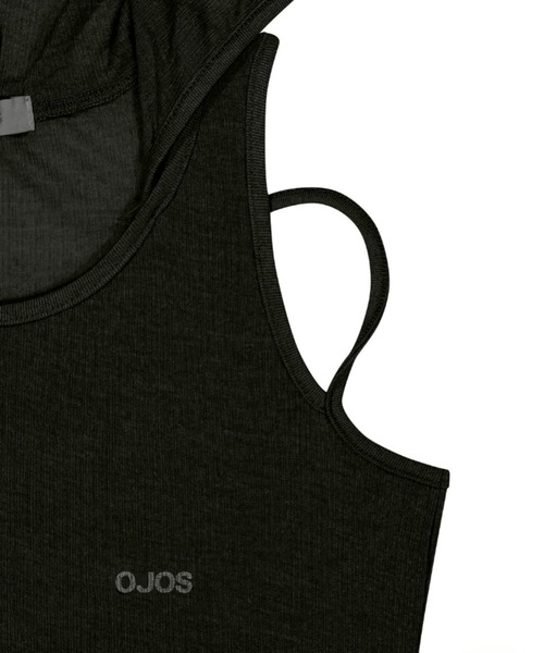 OJOS(オホス)の「【OJOS】Rib Hood Sleeveless / 【オホス】シアーレイヤードリブフード付きタンクトップ(タンクトップ・レディース・グレー/ブラック/ホワイト/ピンク・01)」の17枚目の写真