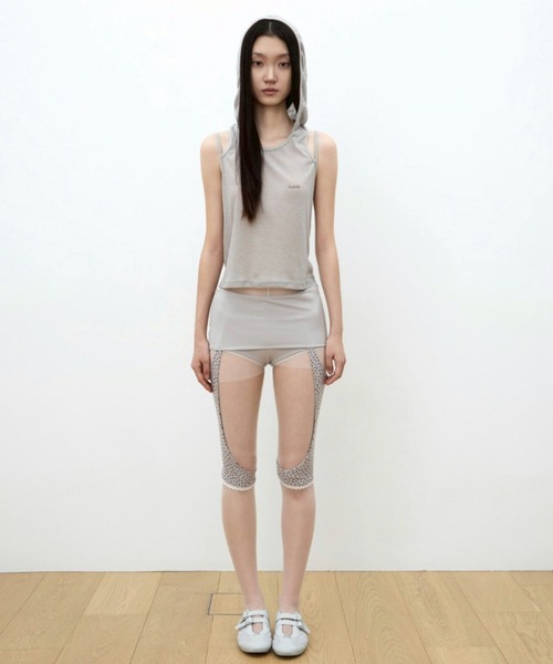 OJOS(オホス)の「【OJOS】Rib Hood Sleeveless / 【オホス】シアーレイヤードリブフード付きタンクトップ(タンクトップ・レディース・グレー/ブラック/ホワイト/ピンク・01)」の19枚目の写真