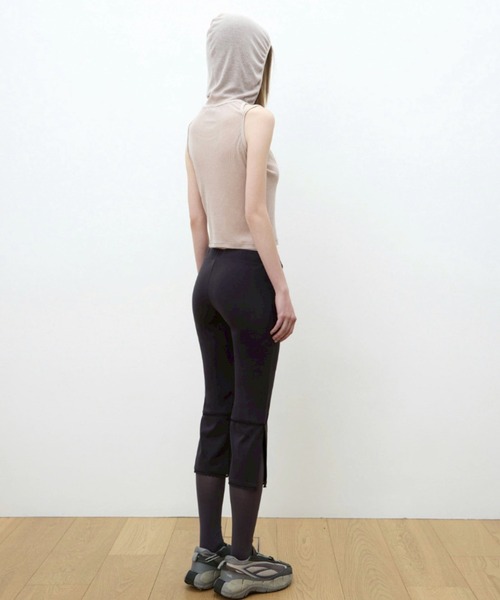 OJOS(オホス)の「【OJOS】Rib Hood Sleeveless / 【オホス】シアーレイヤードリブフード付きタンクトップ(タンクトップ・レディース・グレー/ブラック/ホワイト/ピンク・01)」の6枚目の写真
