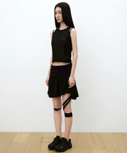 OJOS(オホス)の「【OJOS】Rib Hood Sleeveless / 【オホス】シアーレイヤードリブフード付きタンクトップ(タンクトップ・レディース・グレー/ブラック/ホワイト/ピンク・01)」の22枚目の写真