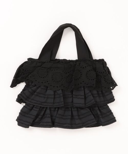 VIBGYOR(ヴィブジョー)の「Liaa/レース フリル ミニバッグ A18795(トートバッグ・レディース・ホワイト/ブラック・FREE)」の4枚目の写真