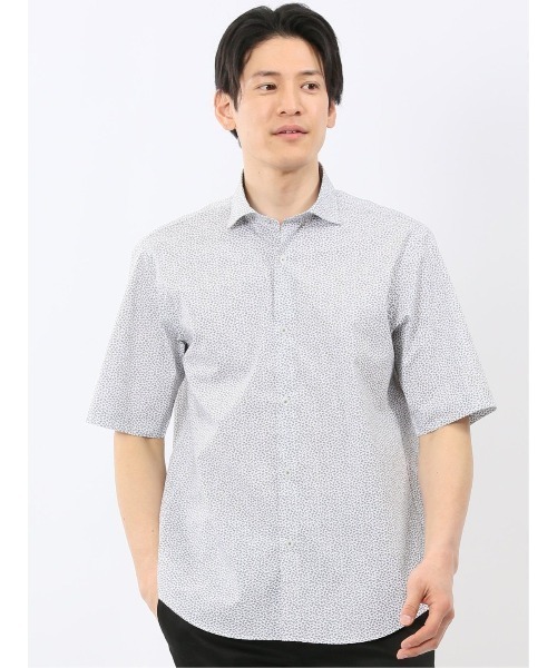 TAKA-Q(タカキュー)の「【ストレッチ コットンブレンド】タカキュー 綿混 ブロード 小花 ワイドカラー 半袖 シャツ(シャツ/ブラウス・メンズ・ライトグレー・X-LARGE/LARGE/MEDIUM)」の1枚目の写真