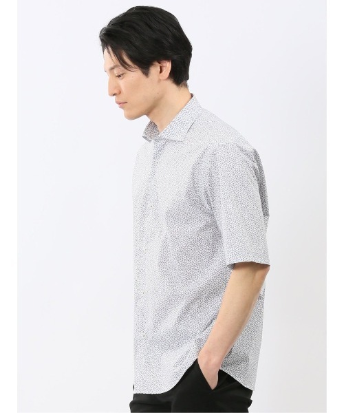 TAKA-Q(タカキュー)の「【ストレッチ コットンブレンド】タカキュー 綿混 ブロード 小花 ワイドカラー 半袖 シャツ(シャツ/ブラウス・メンズ・ライトグレー・X-LARGE/LARGE/MEDIUM)」の12枚目の写真