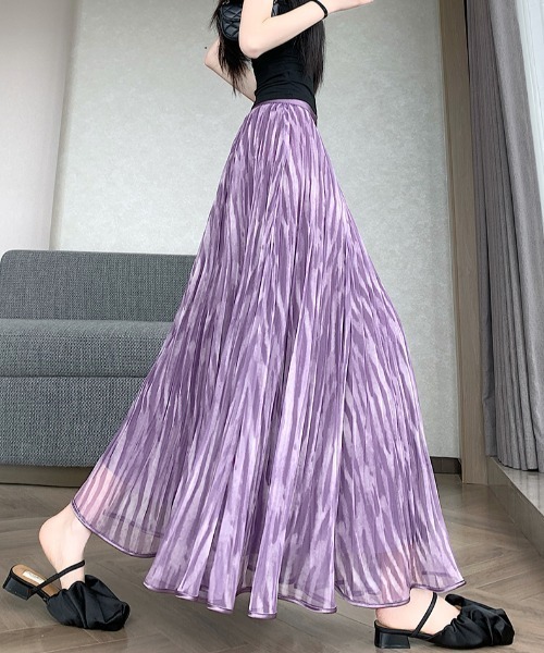 AMAJI（アマジ）の「ハイウエスト チュールスカート リバーシブル ミモレ丈 フレアシルエット ウエストゴム（スカート・レディース・ベージュ/パープル/ピンク/ブラック・X-LARGE/LARGE/MEDIUM/SMALL）」の11枚目の写真