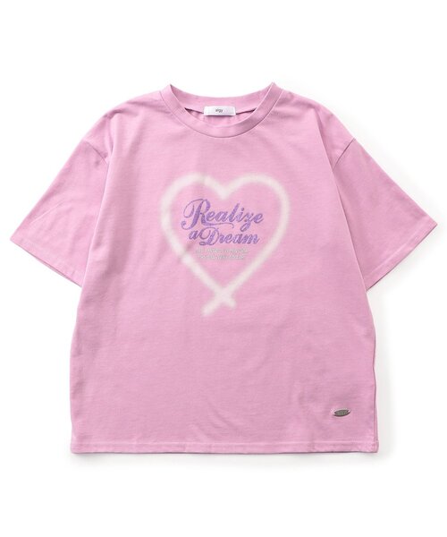 algy(アルジー)の「スプレーハートラメ半袖Tシャツ(Tシャツ/カットソー・キッズ・ピンク/オフホワイト/サックスブルー・130/140/150/160)」の3枚目の写真