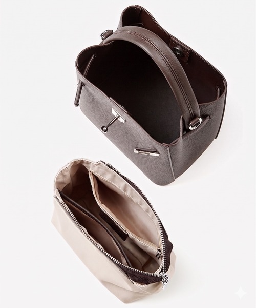 NiiNa(ニーナ)の「【 NiiNa / ニーナ 】高品質牛革2WAYミニバケットショルダーバッグ(ショルダーバッグ・レディース・ブラウン/ダークブラウン/ブラック/グレイッシュベージュ・FREE)」の12枚目の写真