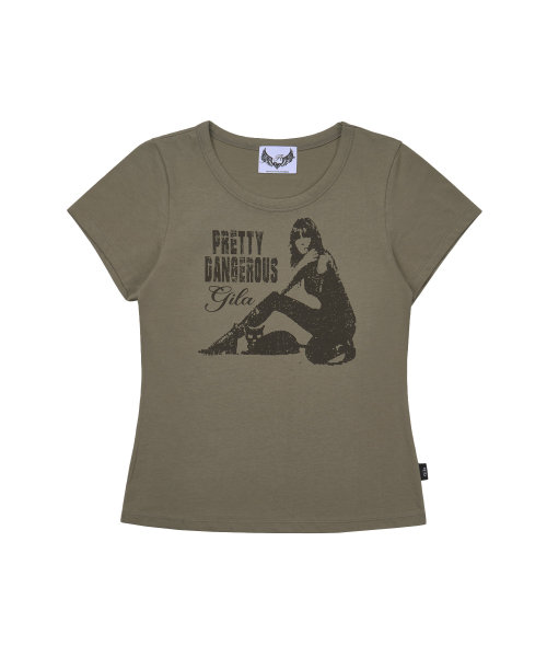 GILAARCHIVE（ギラアーカイブ）の「DANGER GIRL CROP T-SHIRTS_KHAKI（Tシャツ/カットソー・レディース・その他・FREE）」の7枚目の写真