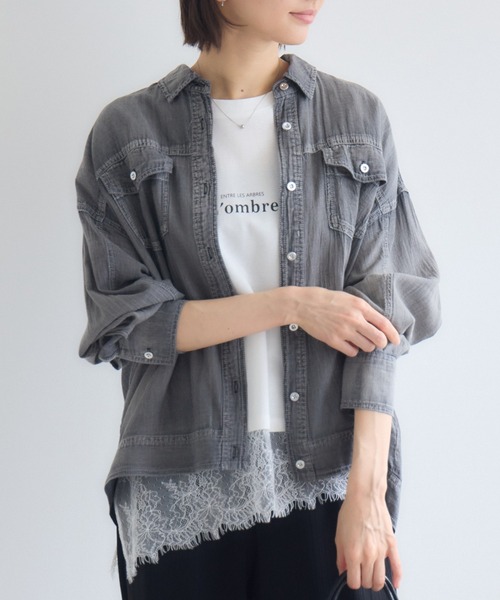 KATHARINE ROSS（キャサリンロス）の「シアーデニムシャツジャケット（シャツ/ブラウス・レディース・グレー/ライトブルー/ネイビー・FREE）」の7枚目の写真