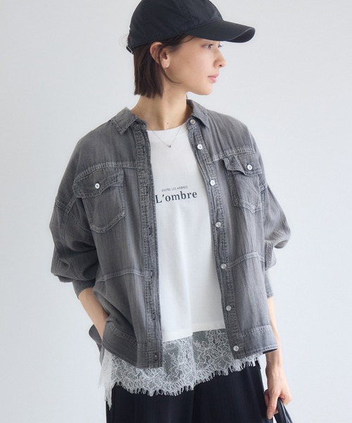 KATHARINE ROSS（キャサリンロス）の「シアーデニムシャツジャケット（シャツ/ブラウス・レディース・グレー/ライトブルー/ネイビー・FREE）」の6枚目の写真