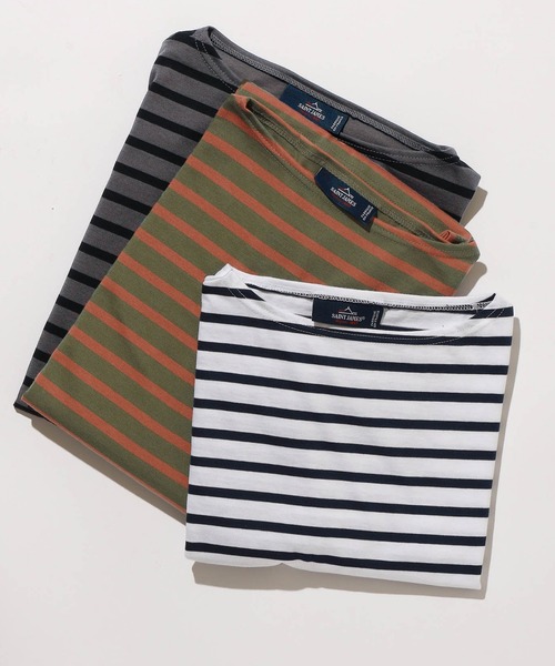 SAINT JAMES / PIRIAC コットン ボートネック ボーダー Tシャツ（T