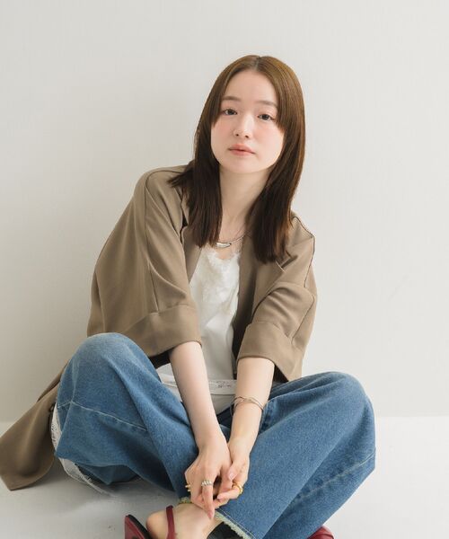 RETRO GIRL（レトロガール）の「半袖テーラードジャケット（その他アウター・レディース・ライトブラウン/オフホワイト/チャコールグレー・FREE）」の11枚目の写真