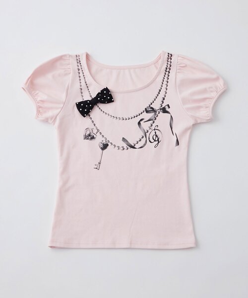 OLIVE des OLIVE（オリーブデオリーブ）の「【インフルエンサー企画】miko necklace tee（Tシャツ/カットソー・レディース・ピンク/ブラック・FREE）」の11枚目の写真
