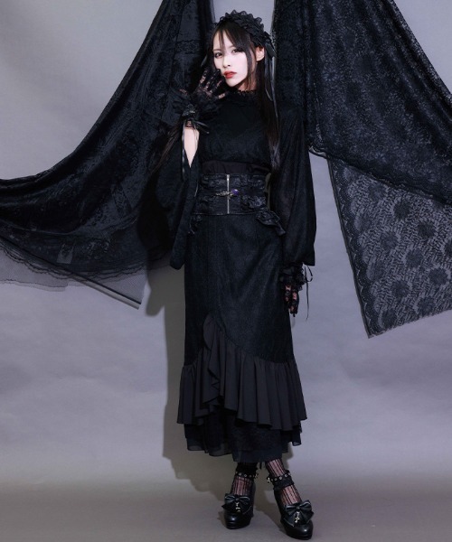 NIBBLE POISON（ニブルポイズン）の「裾フリルマーメイドＳＫ（スカート・レディース・ブラック/ネイビー・MEDIUM）」の7枚目の写真