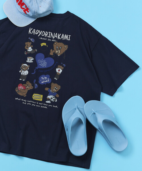 kaoyorinakami(カオヨリナカミ)の「kaoyorinakami × FREAK'S STORE/カオヨリナカミ 別注 ランダムベア Tee(Tシャツ/カットソー・メンズ・ネイビー/オフホワイト/チャコールグレー・SMALL/LARGE/MEDIUM)」の3枚目の写真