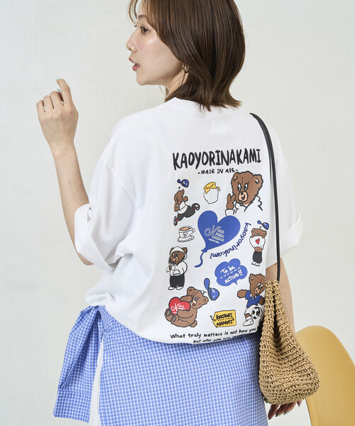 kaoyorinakami(カオヨリナカミ)の「kaoyorinakami × FREAK'S STORE/カオヨリナカミ 別注 ランダムベア Tee(Tシャツ/カットソー・メンズ・ネイビー/オフホワイト/チャコールグレー・SMALL/LARGE/MEDIUM)」の2枚目の写真