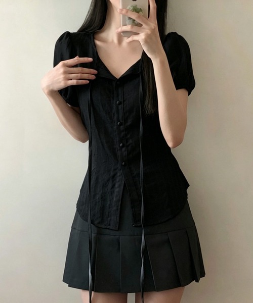 FAVORITO（ファヴォリート）の「ノーカラーブラウス（シャツ/ブラウス・レディース・ホワイト/ブラック・F）」の5枚目の写真