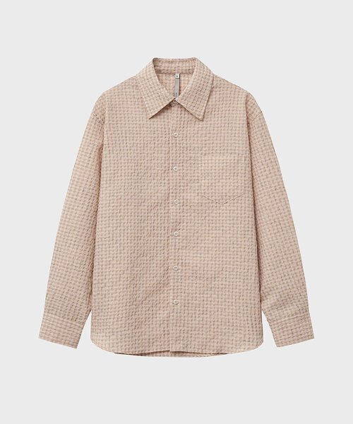 NOIRER(ノイア)の「コットンウェーブチェックルーズフィットシャツ(ピーチパーズ)(シャツ/ブラウス・メンズ・その他・48/50)」の2枚目の写真