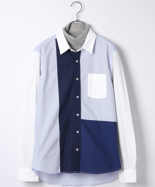 RAGEBLUE（レイジブルー）の「パネル切り替えシャツ長袖/712806（シャツ/ブラウス・メンズ・ネイビー/ライトブルー/グレー/ブルー・MEDIUM/LARGE）」の3枚目の写真
