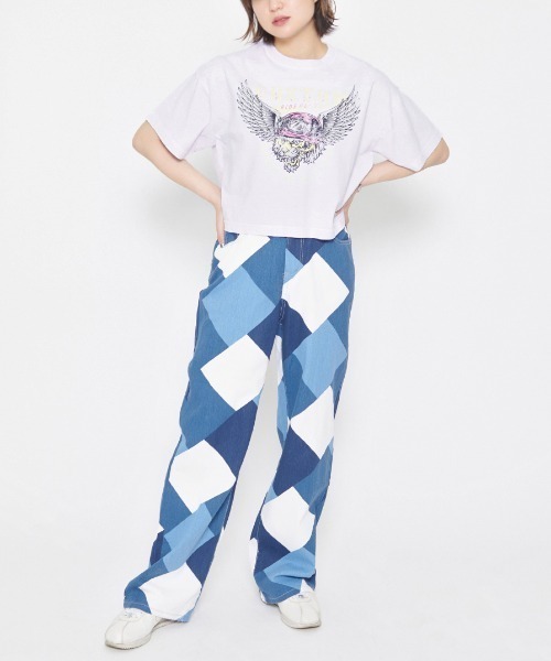 DOUBLE STEAL(ダブルスティール)の「CUSTOMプリント ショート丈Tシャツ(Tシャツ/カットソー・レディース・ラベンダー・FREE)」の6枚目の写真