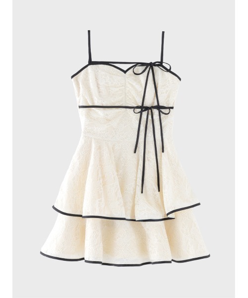 Piping ribbon lace mini onepiece(eme10848)（ワンピース）｜M me eme