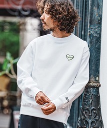 msw1896- Heart Puff-Print 12oz Fleece Sweatshirt スウェットトレーナー(F26A210)