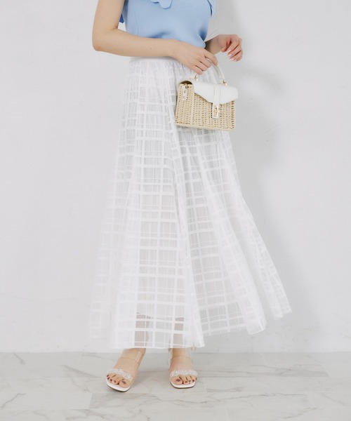 tocco closet（トッコ　クローゼット）の「【ZOZO限定】シアーチェックフレアスカート（スカート・レディース・ブラック/ホワイト・M）」の7枚目の写真