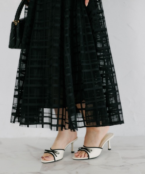 tocco closet（トッコ　クローゼット）の「【ZOZO限定】シアーチェックフレアスカート（スカート・レディース・ブラック/ホワイト・M）」の14枚目の写真