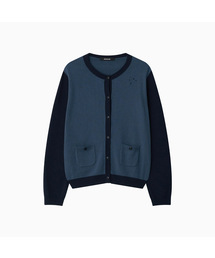 STAR TWO TONE BUTTON CARDIGAN, BLUE
