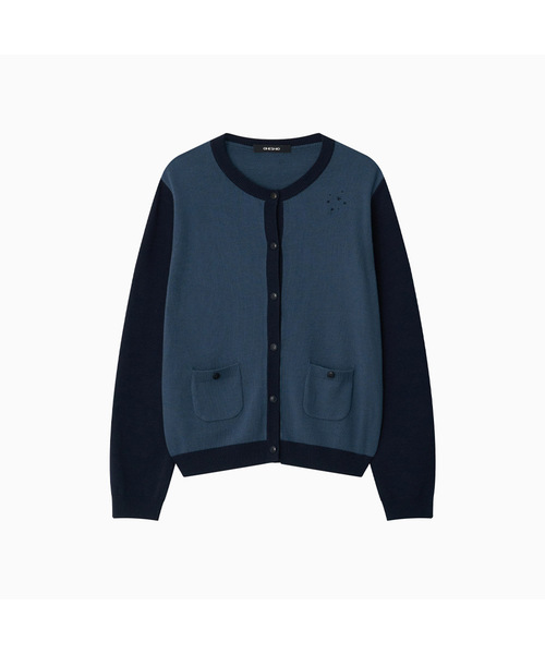 OHESHIO(オヘシオ)の「STAR TWO TONE BUTTON CARDIGAN, BLUE(カーディガン/ボレロ・レディース・その他・FREE)」の1枚目の写真