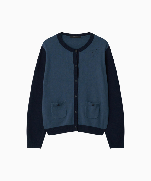 OHESHIO(オヘシオ)の「STAR TWO TONE BUTTON CARDIGAN, BLUE(カーディガン/ボレロ・レディース・その他・FREE)」の7枚目の写真