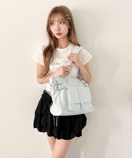 Loueme（ルエム）の「サイドベルト2WAYトートバッグ（ショルダーバッグ・レディース・ライトブルー/ブラック/ピンク/アイボリー・FREE）」の18枚目の写真