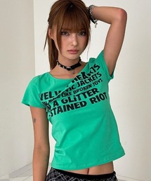 runningHIGH（ランニングハイ）の「A'GEM 9 × .kom 『runningHIGH ランニングハイ』 LETTERING SLIM H S TEE  レタリングスリムTシャツ（Tシャツ/カットソー）」