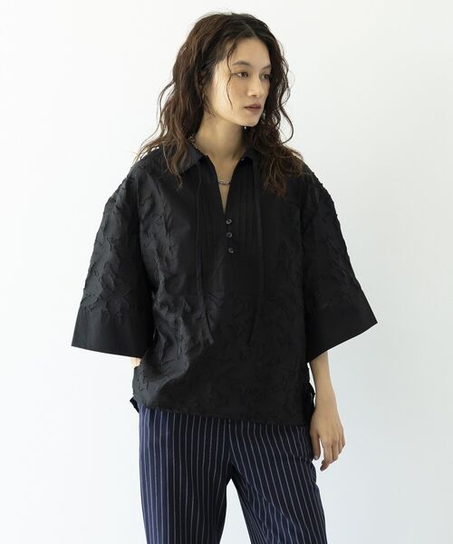 GARAGE OF GOOD CLOTHING(ガレージオブグッドクロージング)の「ジャガードタキシードブラウス(シャツ/ブラウス・レディース・ブラック/ホワイト・FREE)」の9枚目の写真