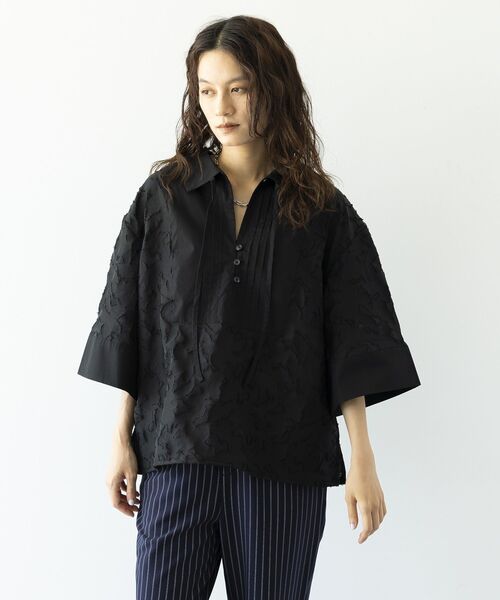 GARAGE OF GOOD CLOTHING(ガレージオブグッドクロージング)の「ジャガードタキシードブラウス(シャツ/ブラウス・レディース・ブラック/ホワイト・FREE)」の11枚目の写真