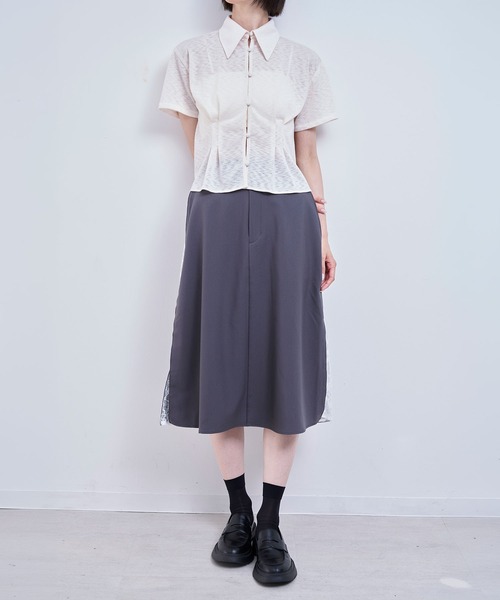 Nora Lily elle(ノラリリーエル)の「quiet skirt(スカート・レディース・ネイビー/グレー・FREE)」の8枚目の写真