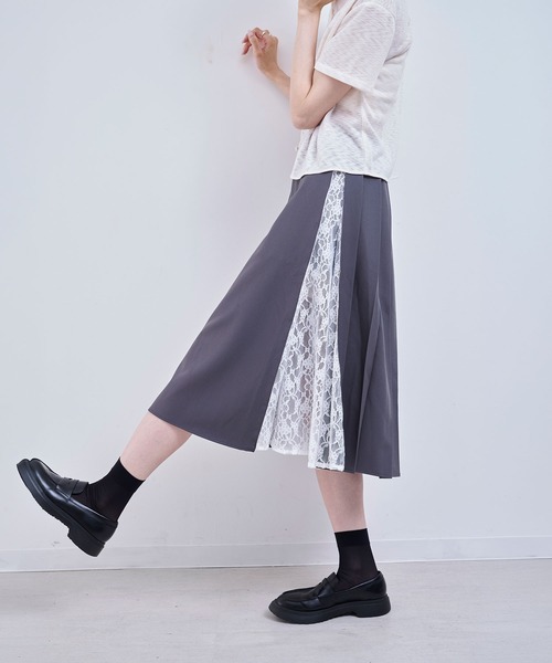 Nora Lily elle(ノラリリーエル)の「quiet skirt(スカート・レディース・ネイビー/グレー・FREE)」の3枚目の写真