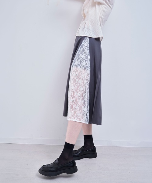 Nora Lily elle(ノラリリーエル)の「quiet skirt(スカート・レディース・ネイビー/グレー・FREE)」の4枚目の写真