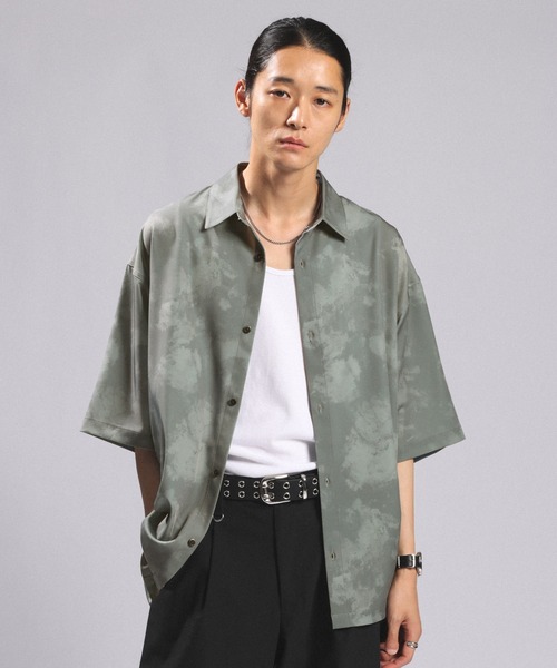 RAGEBLUE(レイジブルー)の「<接触冷感>COOL FEELING LOOSE SILHOUETTE/ラグイージルーズシルエット総柄シャツ(シャツ/ブラウス・メンズ・ライトグレー/ブラック/ネイビー・MEDIUM/LARGE)」の1枚目の写真