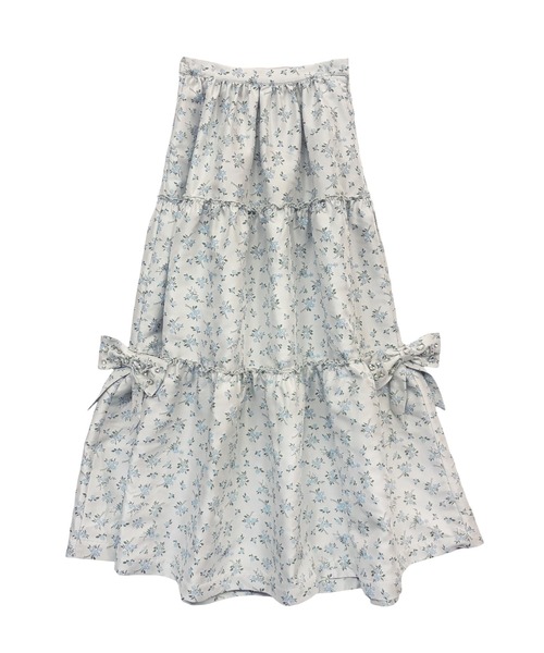 HONEY MI HONEY（ハニーミーハニー）の「floral jacquard bijou ribbon skirt（スカート・レディース・ピンク/ブルー/サックスブルー・FREE）」の2枚目の写真