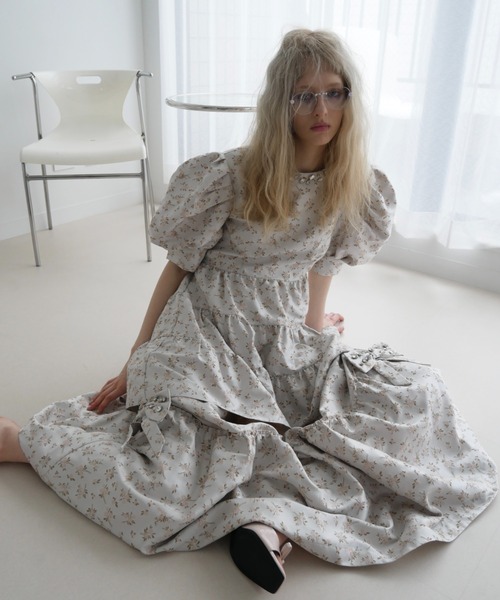 HONEY MI HONEY（ハニーミーハニー）の「floral jacquard bijou ribbon skirt（スカート・レディース・ピンク/ブルー/サックスブルー・FREE）」の4枚目の写真