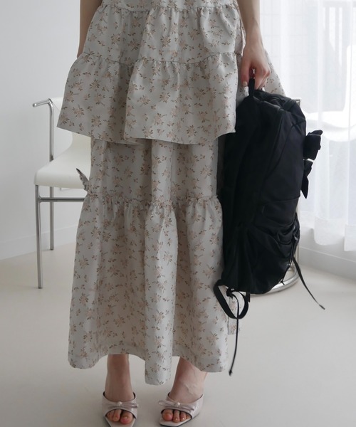 HONEY MI HONEY（ハニーミーハニー）の「floral jacquard bijou ribbon skirt（スカート・レディース・ピンク/ブルー/サックスブルー・FREE）」の6枚目の写真