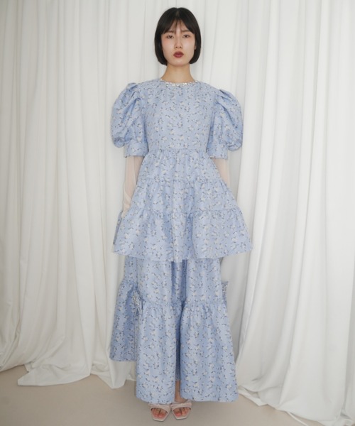 HONEY MI HONEY（ハニーミーハニー）の「floral jacquard bijou ribbon skirt（スカート・レディース・ピンク/ブルー/サックスブルー・FREE）」の7枚目の写真