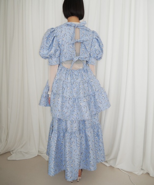 HONEY MI HONEY（ハニーミーハニー）の「floral jacquard bijou ribbon skirt（スカート・レディース・ピンク/ブルー/サックスブルー・FREE）」の8枚目の写真