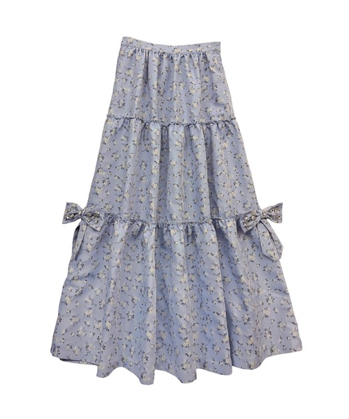 HONEY MI HONEY（ハニーミーハニー）の「floral jacquard bijou ribbon skirt（スカート・レディース・ピンク/ブルー/サックスブルー・FREE）」の14枚目の写真