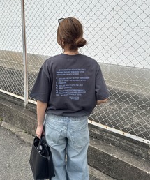 バックレタリングプリントオーバーTシャツ(chiica select) / レタリング ルーズ丈 ビッグシルエット 英字ロゴ
