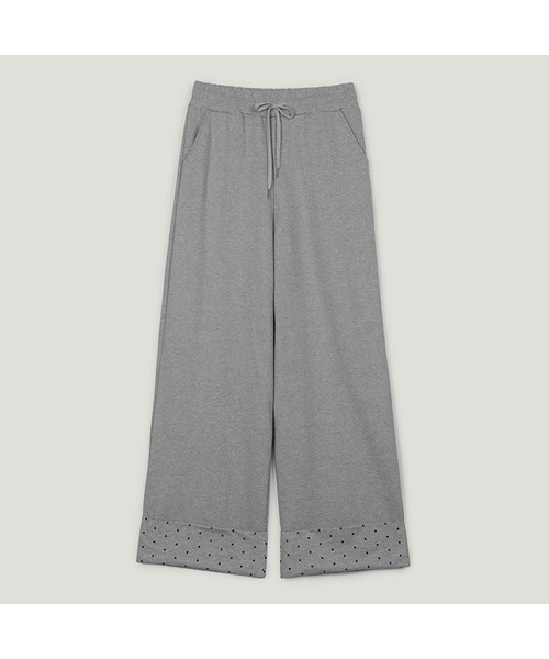 TWEE(トゥウィー)の「ベルコドットロールアップロングスウェットパンツ(スウェットパンツ・レディース・グレー/ブラック・FREE)」の1枚目の写真